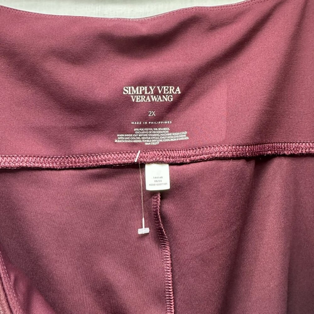 Simply Vera Vera Wang Faux Leather High Rise Leggings Size 2X Stretch Coated Red - Picture 8 of 8
